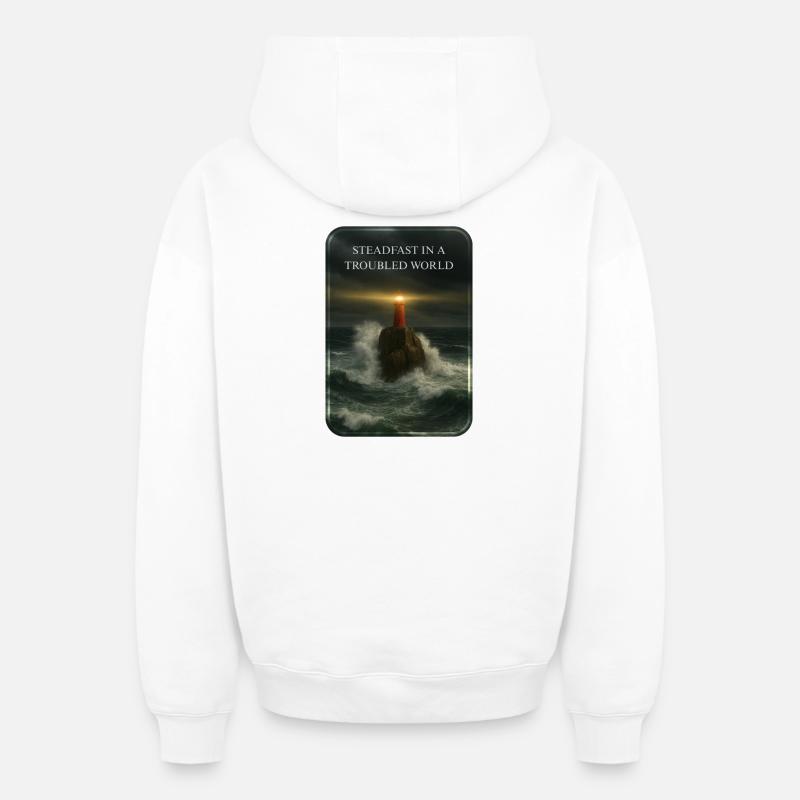INÉBRANLABLES DANS UN MONDE TROUBLÉ - Sweat à capuche unisexe zippé oversize épais SPREAD - blanc