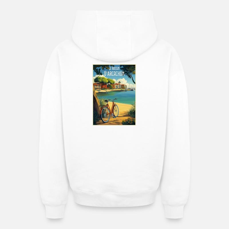 Reflet du Bassin d'Arcachon en Été - Sweat à capuche unisexe zippé oversize épais SPREAD - blanc