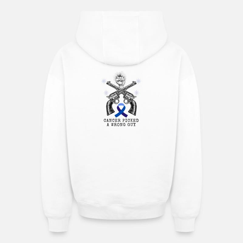 Cancer_picked_a_wrong_guy_Tshirt - Sweat à capuche unisexe zippé oversize épais SPREAD - blanc