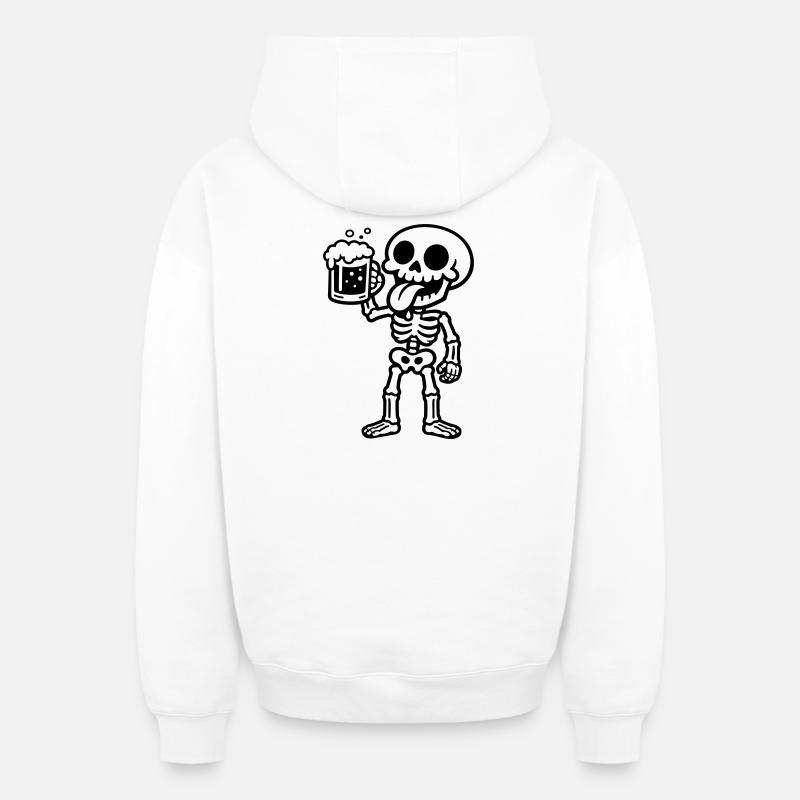 Skelett Bier Comic - Oversized Heavyweight Unisex Zip Hoodie - Weiß