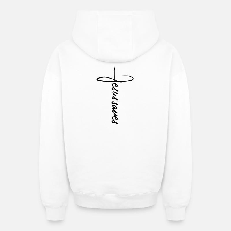 Jésus-Christ Cadeau - Sweat à capuche unisexe zippé oversize épais SPREAD - blanc