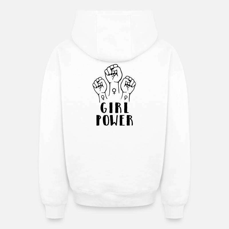 Le pouvoir des filles - Sweat à capuche unisexe zippé oversize épais SPREAD - blanc