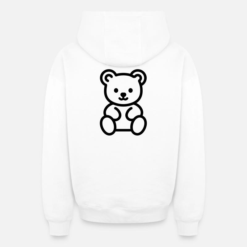 ourson - Sweat à capuche unisexe zippé oversize épais SPREAD - blanc