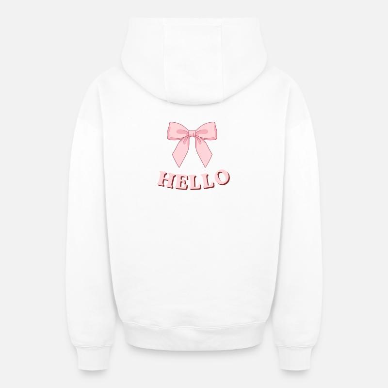 Bonjour rose avec ruban - Sweat à capuche unisexe zippé oversize épais SPREAD - blanc