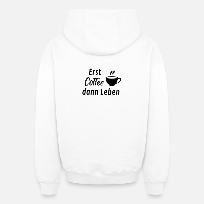 Le café fait vivre - Sweat à capuche unisexe zippé oversize épais SPREAD - blanc