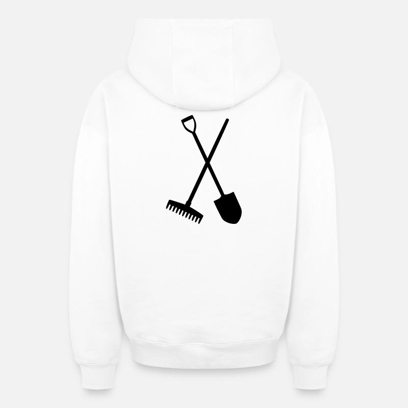 Râteau & Pelles - Sweat à capuche unisexe zippé oversize épais SPREAD - blanc