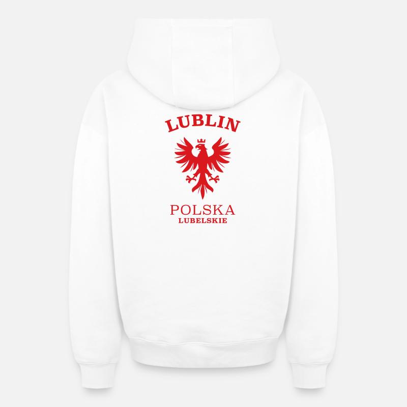 LUBLIN, Pologne, Polska, Pologne - Sweat à capuche unisexe zippé oversize épais SPREAD - blanc