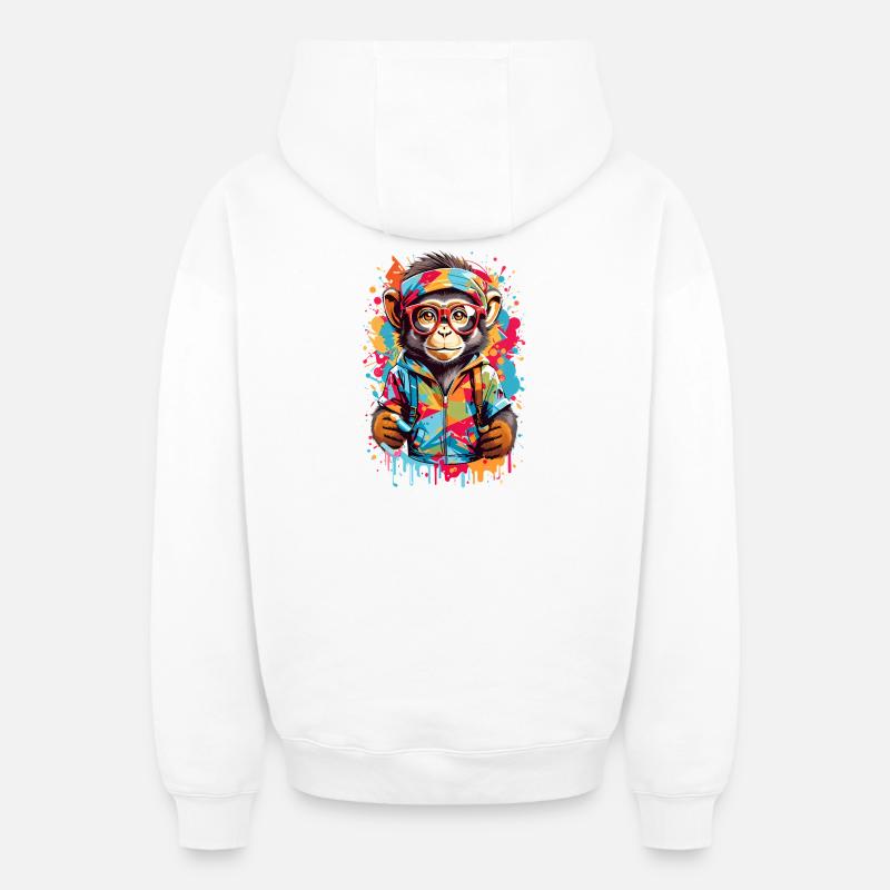 Singe cool - Sweat à capuche unisexe zippé oversize épais SPREAD - blanc