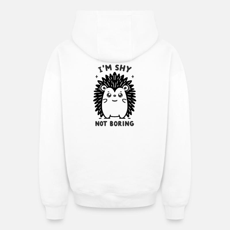 Hérisson noir timide - Sweat à capuche unisexe zippé oversize épais SPREAD - blanc