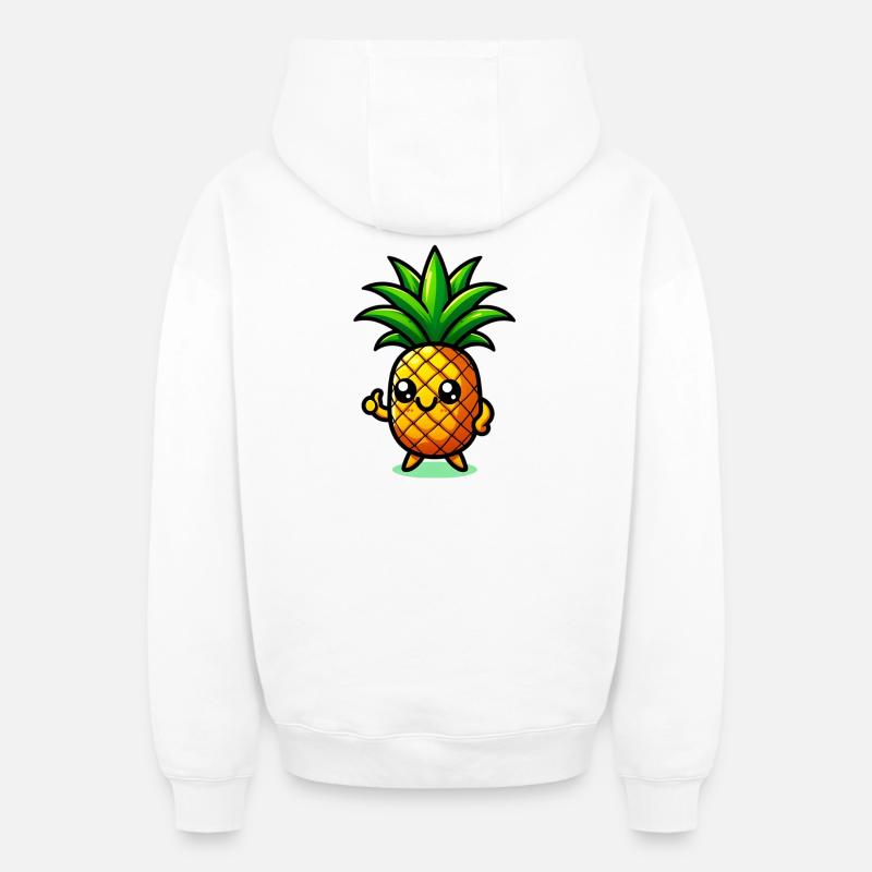 Ananas - Sweat à capuche unisexe zippé oversize épais SPREAD - blanc