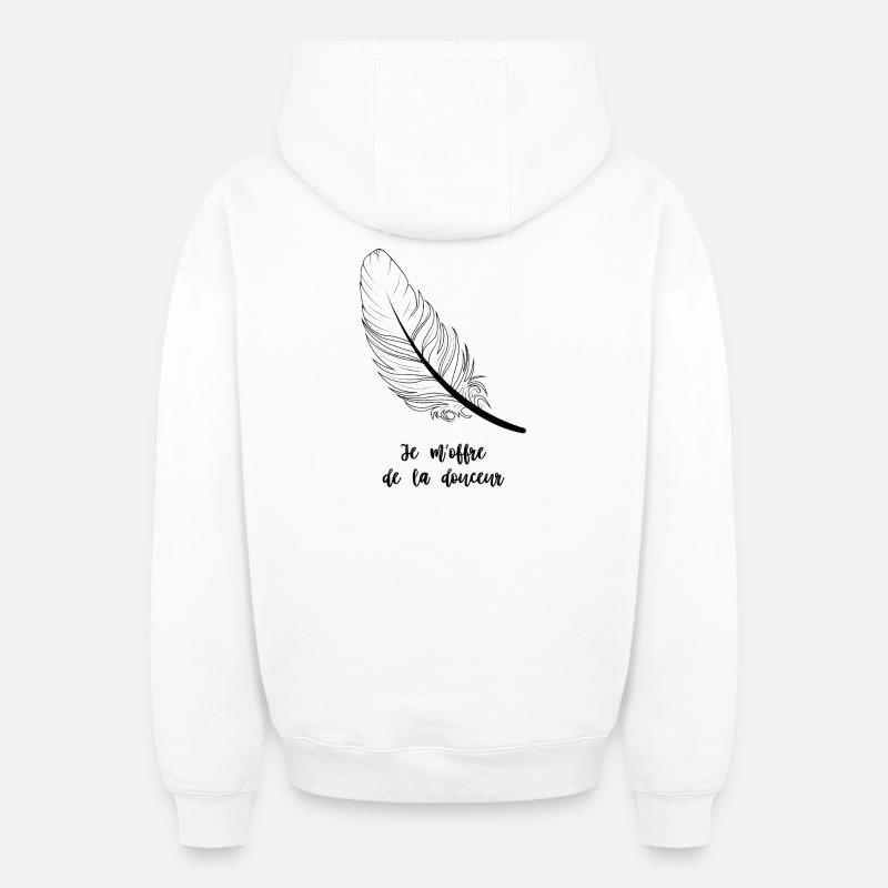 Je m'offre de la douceur - Sweat à capuche unisexe zippé oversize épais SPREAD - blanc