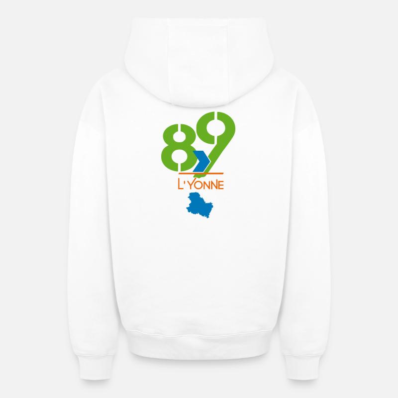 Logo 89 L'Yonne  - Sweat à capuche unisexe zippé oversize épais SPREAD - blanc