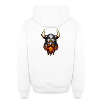 Wikinger Krieger Helm - Oversized Heavyweight Unisex Zip Hoodie - Weiß - Hinten - AI Model Male 178 light (178cm)