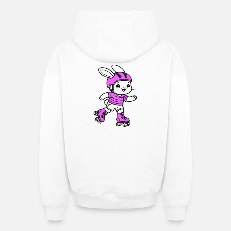 Fille patineuse à roulettes - Sweat à capuche unisexe zippé oversize épais SPREAD - blanc