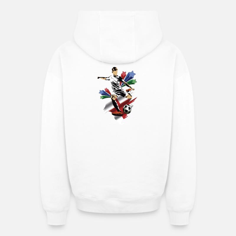 Inglaterra - Angleterre - Drapeaux - Sweat à capuche unisexe zippé oversize épais SPREAD - blanc