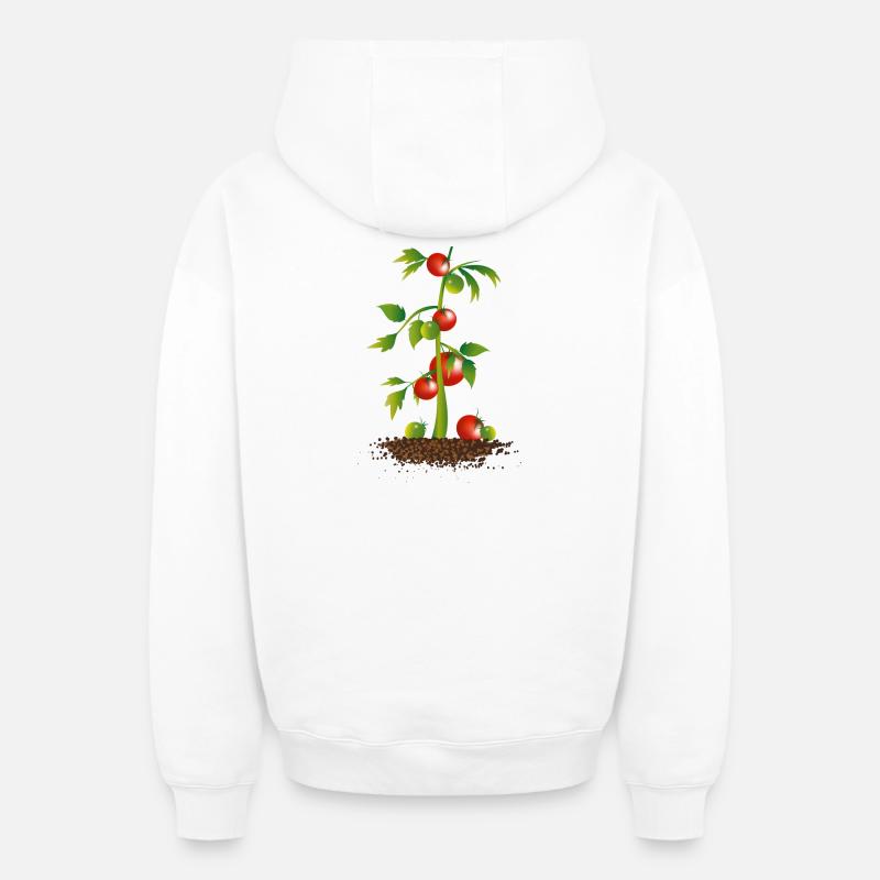 Plant de tomate - Sweat à capuche unisexe zippé oversize épais SPREAD - blanc