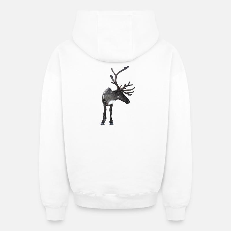 renne - Sweat à capuche unisexe zippé oversize épais SPREAD - blanc