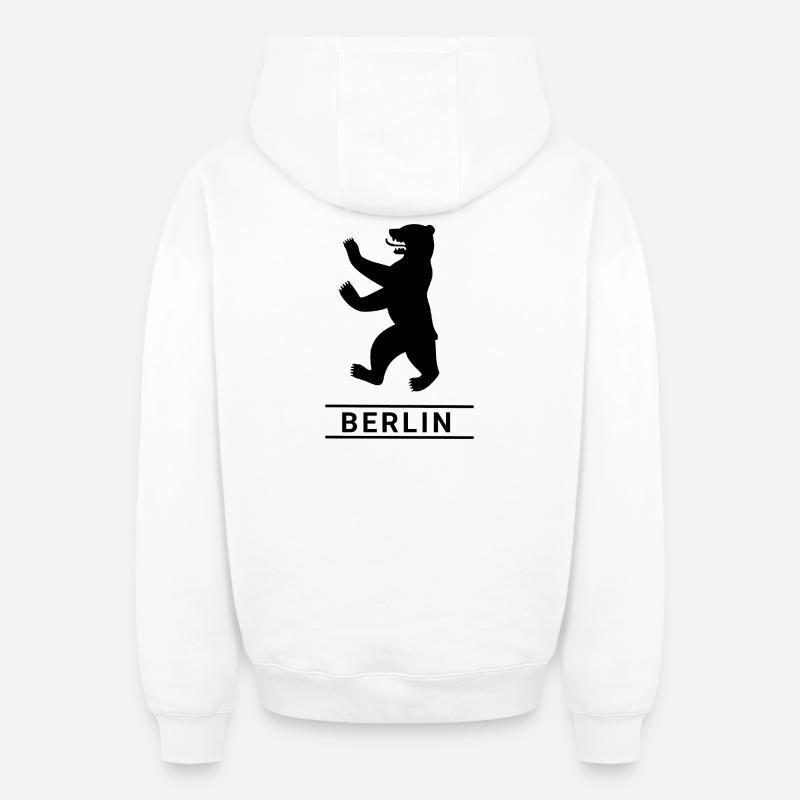 Ours de Berlin - Sweat à capuche unisexe zippé oversize épais SPREAD - blanc