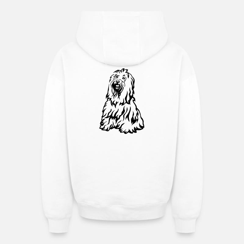 Terrier tibétain - Sweat à capuche unisexe zippé oversize épais SPREAD - blanc