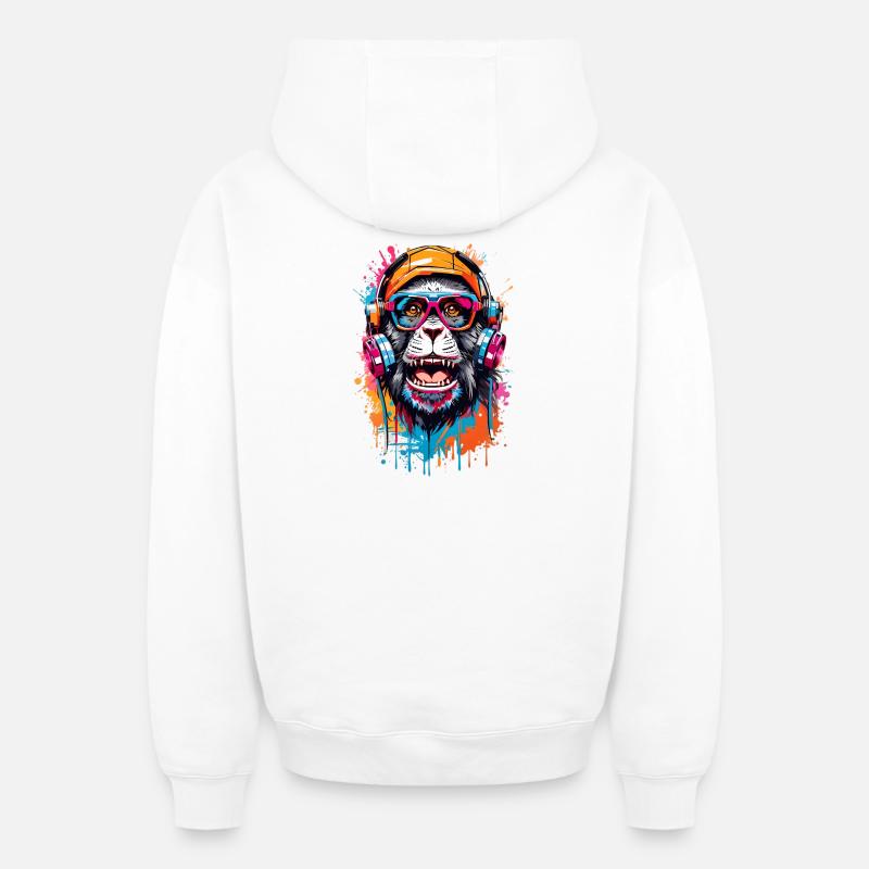 Singe cool - Sweat à capuche unisexe zippé oversize épais SPREAD - blanc