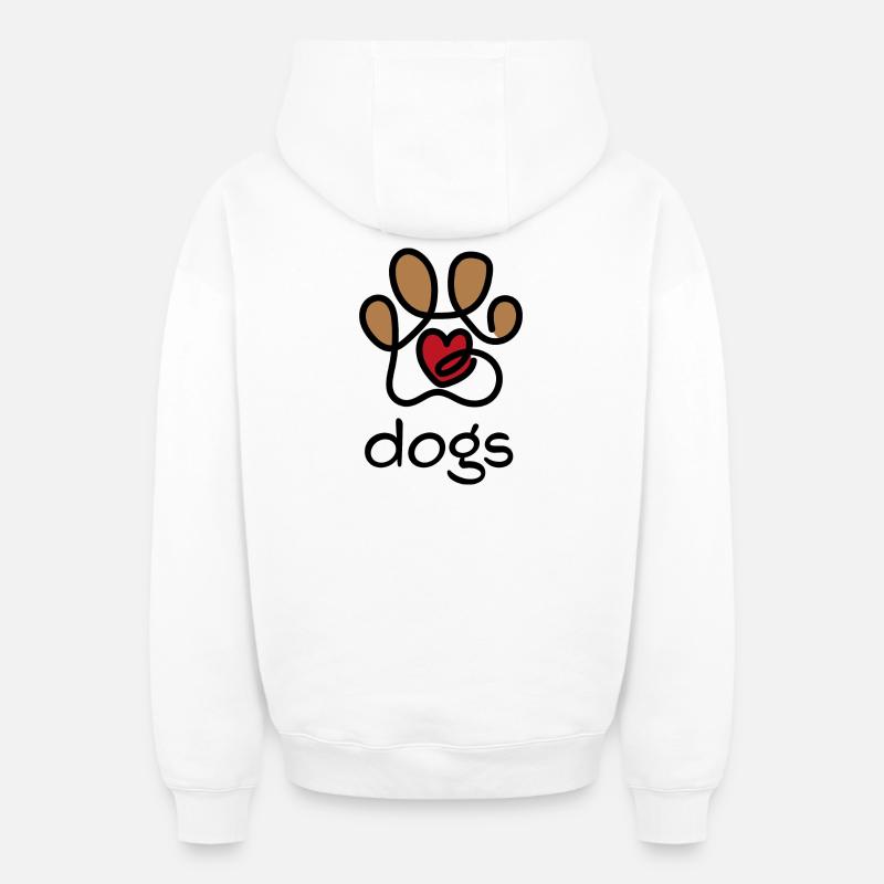 Patte de chien - Sweat à capuche unisexe zippé oversize épais SPREAD - blanc