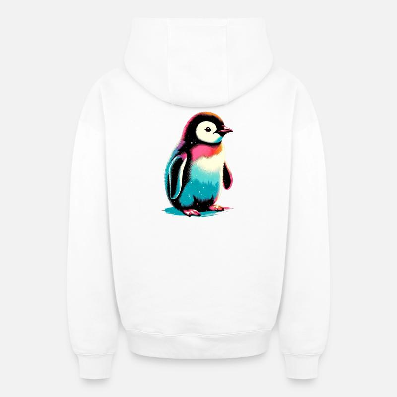 Pingouin - Sweat à capuche unisexe zippé oversize épais SPREAD - blanc