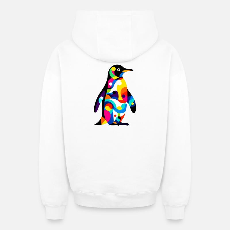 Pingouin - Sweat à capuche unisexe zippé oversize épais SPREAD - blanc
