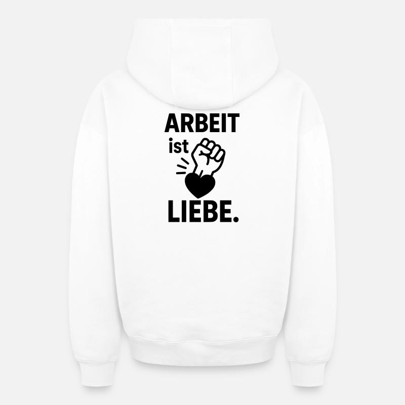 travail amour motivation - Sweat à capuche unisexe zippé oversize épais SPREAD - blanc