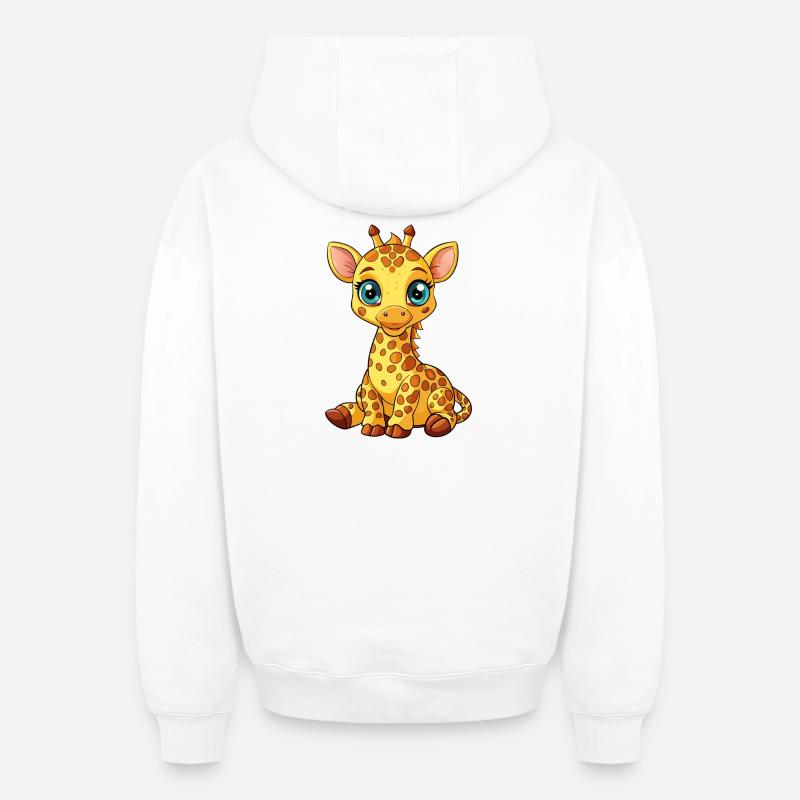 Girafes assises - Sweat à capuche unisexe zippé oversize épais SPREAD - blanc
