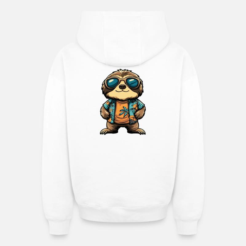 Faultier Comic Urlaub - Oversized Heavyweight Unisex Zip Hoodie - Weiß