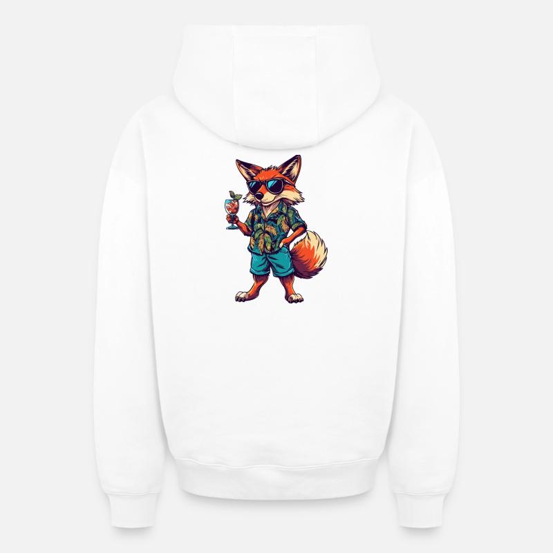Fox Comic Summer - Sweat à capuche unisexe zippé oversize épais SPREAD - blanc