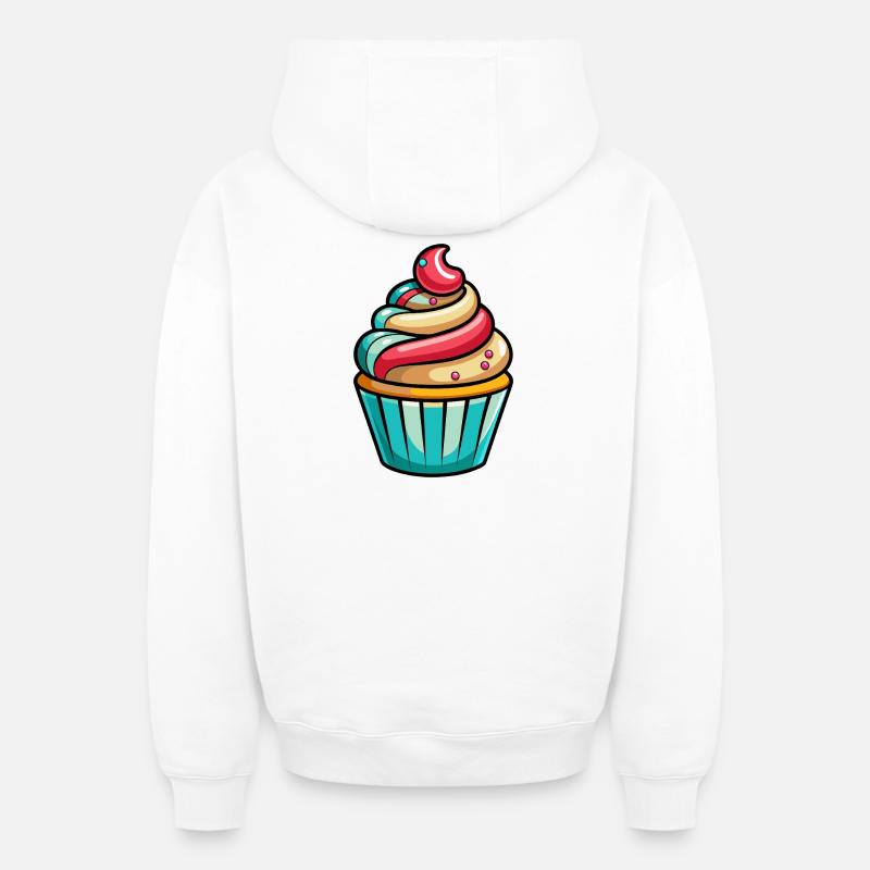 Cupcakes - Sweat à capuche unisexe zippé oversize épais SPREAD - blanc