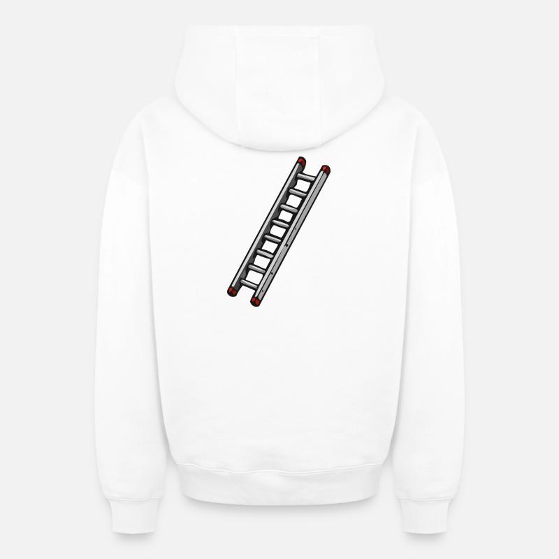 Illustration de l’échelle diagonale - Sweat à capuche unisexe zippé oversize épais SPREAD - blanc