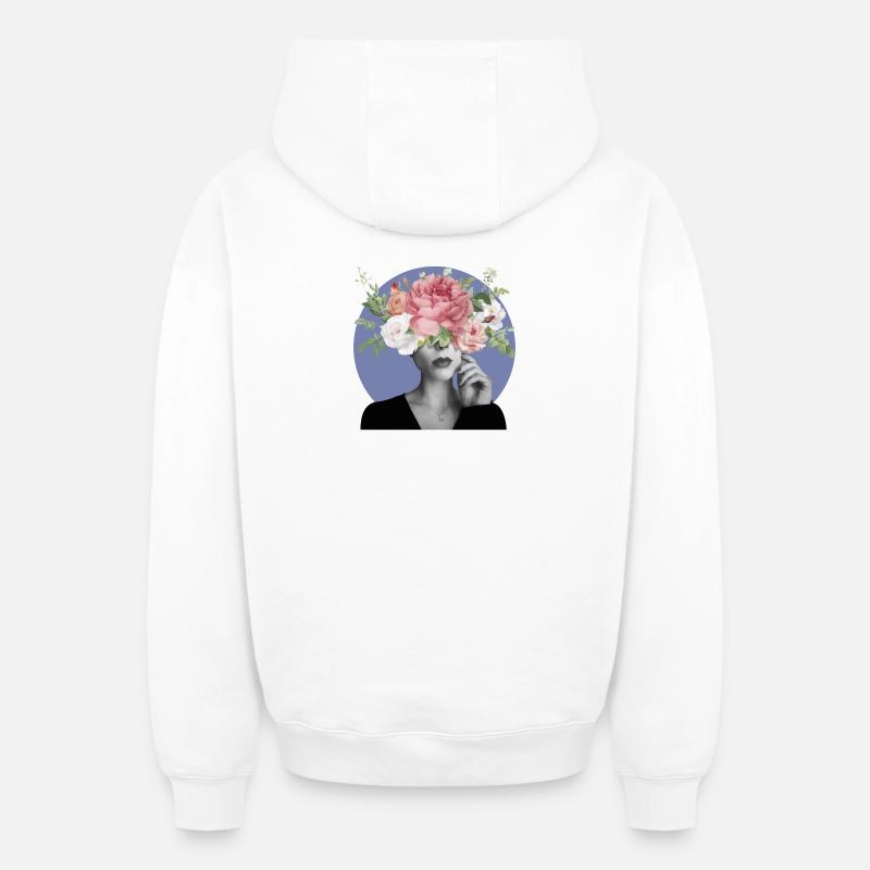 Flowery Head - Sweat à capuche unisexe zippé oversize épais SPREAD - blanc