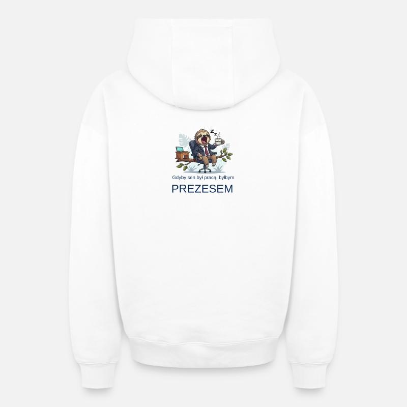 Bâiller paresseux au bureau - Sweat à capuche unisexe zippé oversize épais SPREAD - blanc