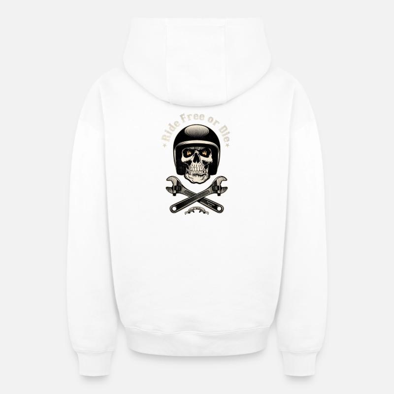 Ride free - Sweat à capuche unisexe zippé oversize épais SPREAD - blanc