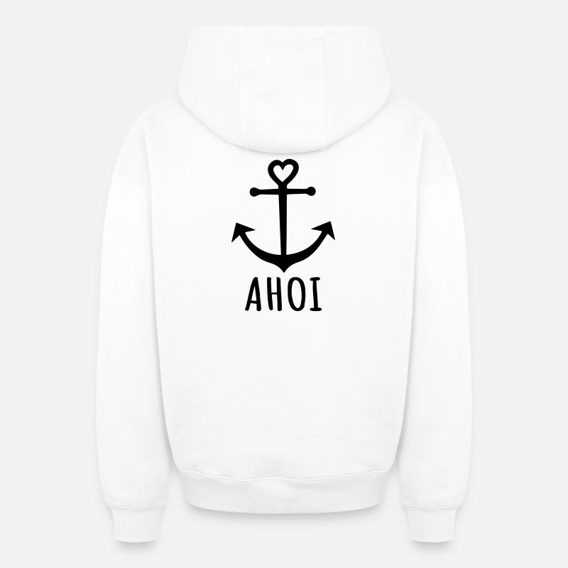 Ancre - Ahoy - Sweat à capuche unisexe zippé oversize épais SPREAD - blanc