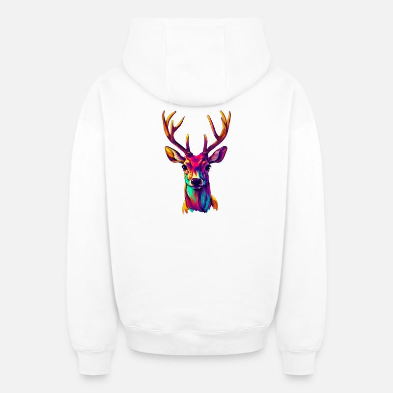 Cerf - Sweat à capuche unisexe zippé oversize épais SPREAD - blanc