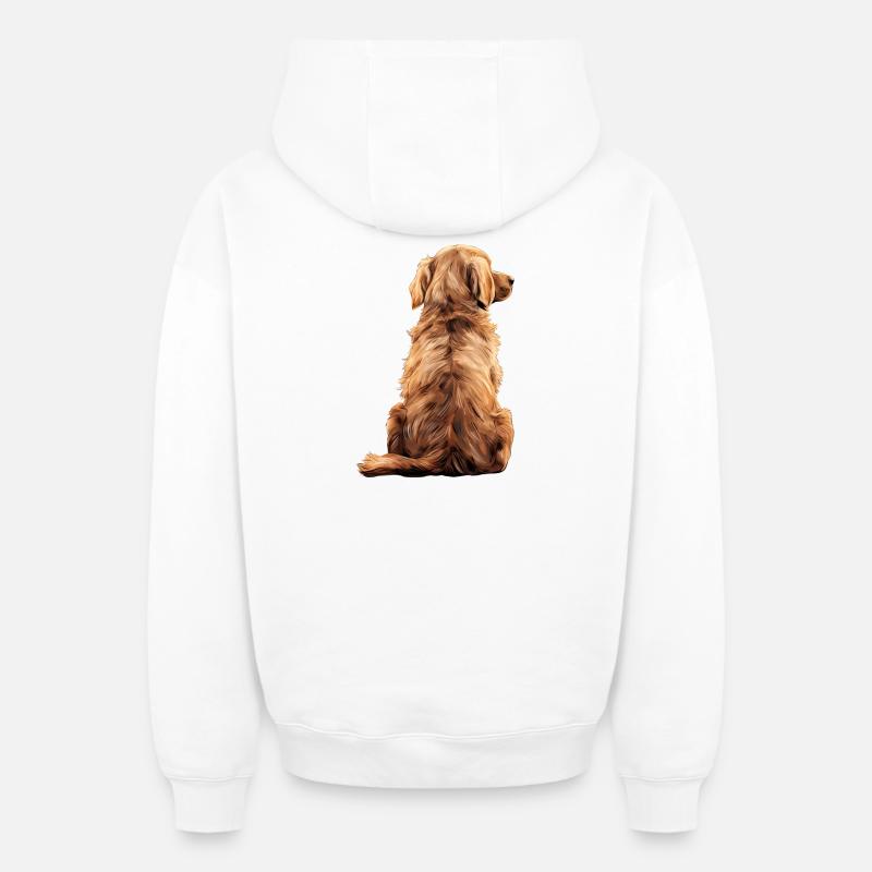 Golden retriever - Sweat à capuche unisexe zippé oversize épais SPREAD - blanc