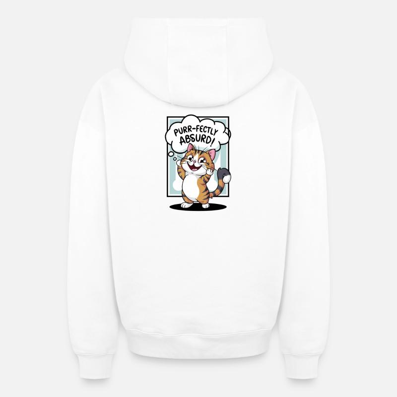 Chat - Ronronnement parfaitement absurde ! - Sweat à capuche unisexe zippé oversize épais SPREAD - blanc