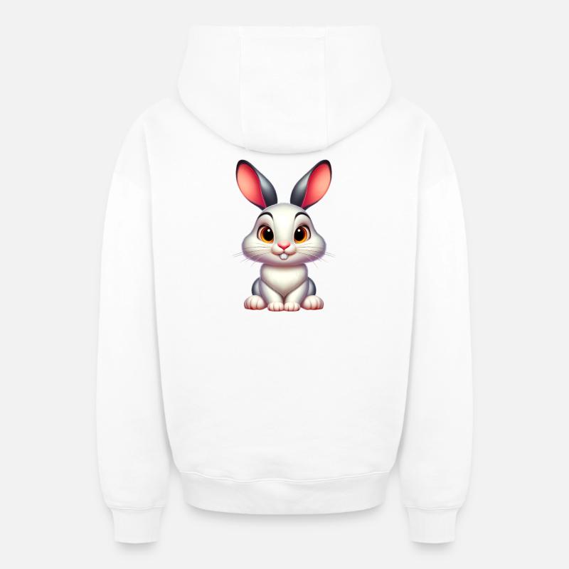 Lapin - Sweat à capuche unisexe zippé oversize épais SPREAD - blanc