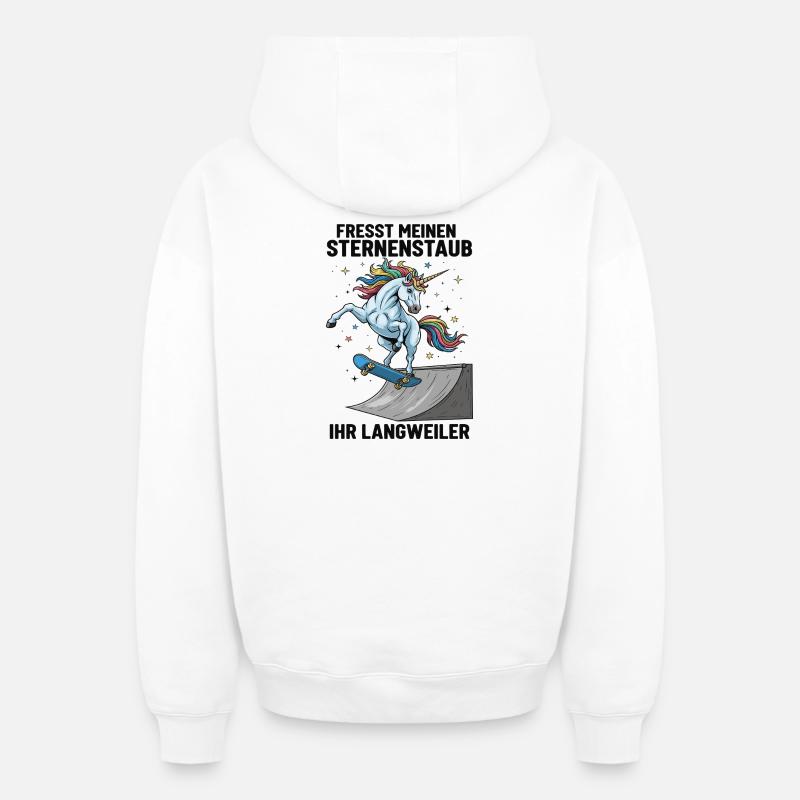 Skateboard-Einhorn - Oversized Heavyweight Unisex Zip Hoodie - Weiß
