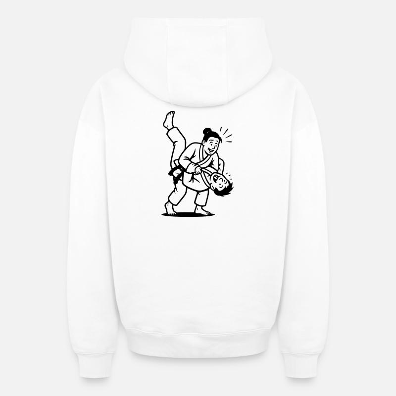 Lancer de judoka - Sweat à capuche unisexe zippé oversize épais SPREAD - blanc