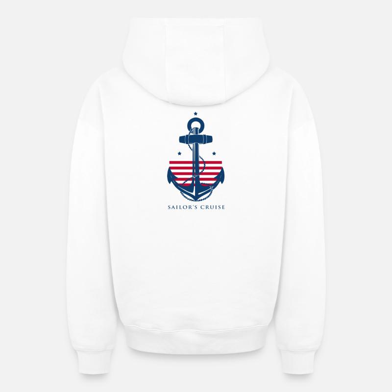 marin - Sweat à capuche unisexe zippé oversize épais SPREAD - blanc