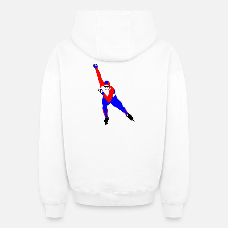patinage de vitesse - Sweat à capuche unisexe zippé oversize épais SPREAD - blanc