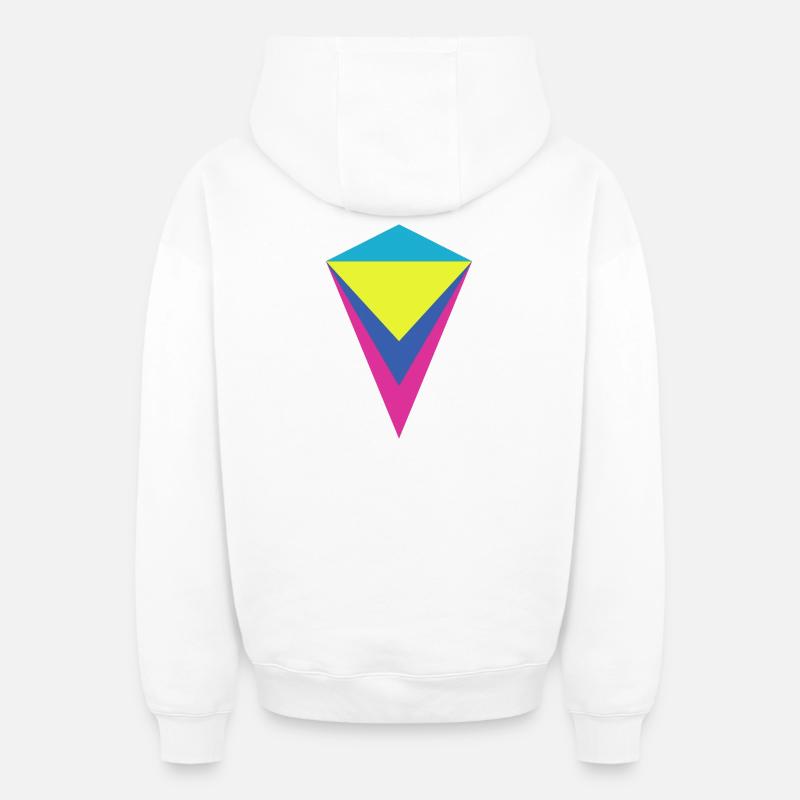 Diamant néon multi-couches - Sweat à capuche unisexe zippé oversize épais SPREAD - blanc