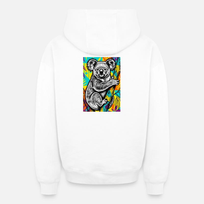 Koala - Sweat à capuche unisexe zippé oversize épais SPREAD - blanc