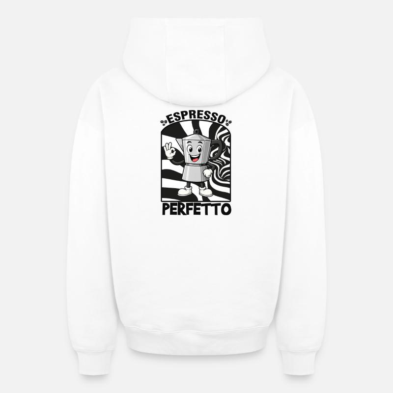 Espresso, café - Sweat à capuche unisexe zippé oversize épais SPREAD - blanc