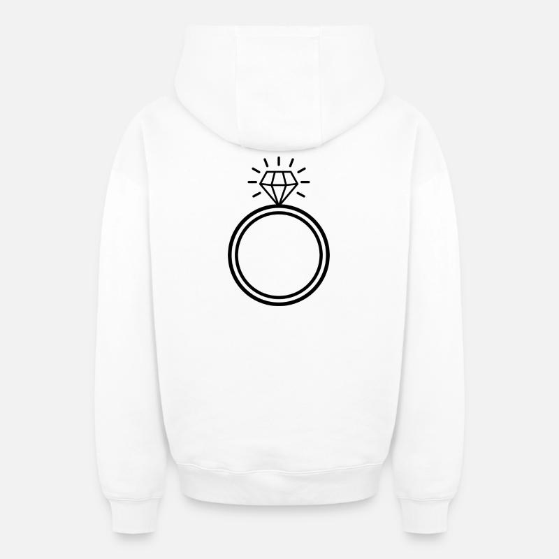 Bague en diamant - Sweat à capuche unisexe zippé oversize épais SPREAD - blanc