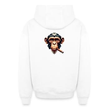 Ein Affe mit Zigarre im Polygon-Stil - Oversized Heavyweight Unisex Zip Hoodie - Weiß - Hinten - AI Model Male 178 light (178cm)